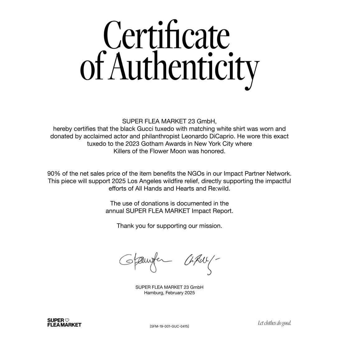 Super Flea Market+Gucci +3-piece tuxedo auction +Leonardo DiCaprio+certificate